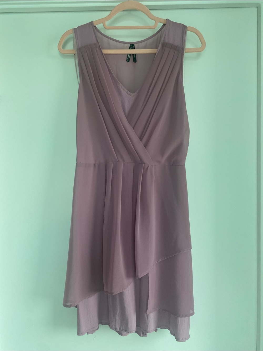 Gentle Fawn l Sleeveless Mauve V-Neck Layered Chiffon Mini Dress